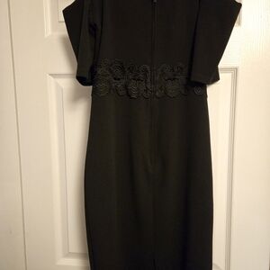 Premier Black Midi Dress with Lace Detail